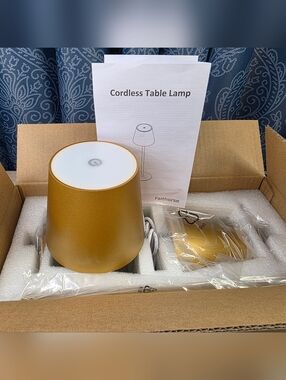 Modern Gold Cordless LED Table Lamps - NIB - Faithorse 2-Pack